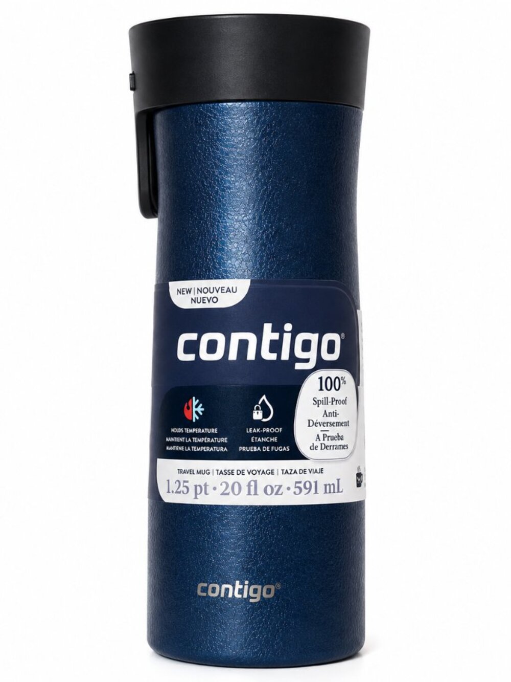 CONTIGO Travel Mug 20 oz AUTOSEAL WEST LOOP 3 STAINLESS Frosty Crystal Blue